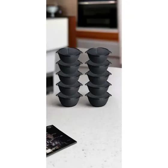 Kit 10 pote redondo bowl 1 litro Preto saladeira cha de cozinha