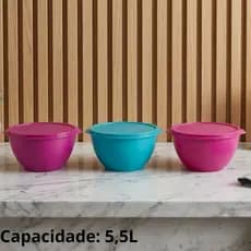Saladeira Bowl Grande Plástico Com Tampa 5,5 Litros 1Unid Tigela -  Escolha sua cor