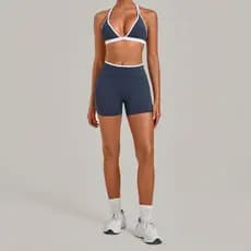 SHAMZU Cor Contrastante Fundo Destacável Yoga Conjunto Velocidade De Corrida Seco Apertado Ternos De Fitness Feminino