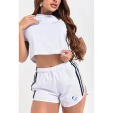 Camiseta Cropped Blusa Feminino Retro listras Over Larguinho