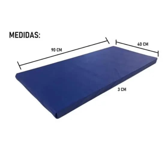 COLCHONETE ACADEMIA / YOGA / PILATES - 90x40x3cm - DUPLA COSTURA TRAVETADA - AZUL