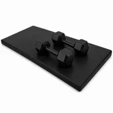 -Oferta Kit Par Halter Sextavado Pintado 1kg a 5kg + Colchonete Academia Preto 90x40x3 Treino Funcional Fitness