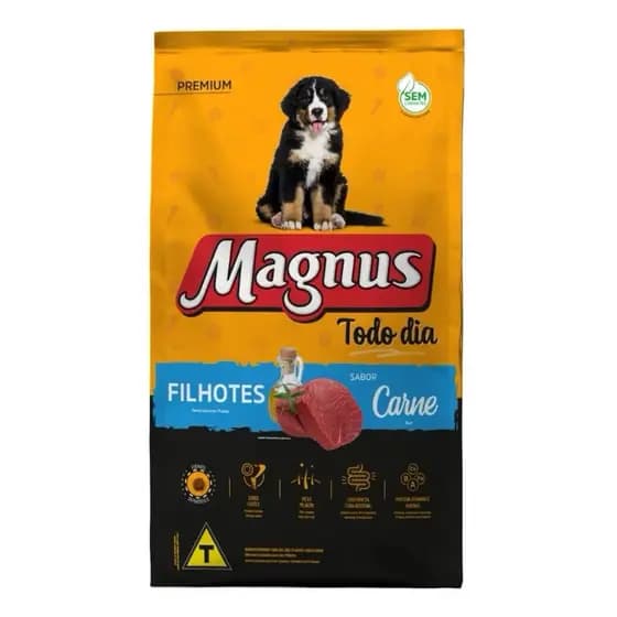 Ração Magnus Premium Todo Dia 10, 1Kg Cães Filhotes Sabor Carne Adimax Cachorro