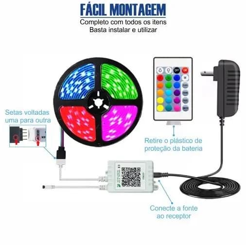 Fio Fita Led Autoadesiva Luz 2m 120 Leds Pilha Decoração Cor da luz Branco-quente