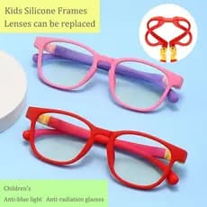 Armação De silicone Infantil Óculos anti-Luz Azul E Radiação Com Lentes Substituíveis Flexível
