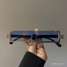 Óculos de sol futuristas de metal retangulares de peça única, estilo ISN, com tecnologia única, para homens, óculos de s