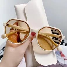 2025 Novos Óculos de Sol Marrons Estilo Ins Feminino Versão Coreana Estilo de Celebridade da Internet Retro Óculos de So