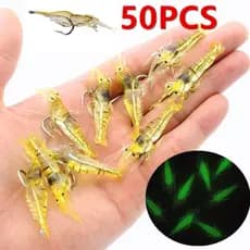 50 Camarão Macio 4cm Isca Artificial Peixe Anzol &-* *