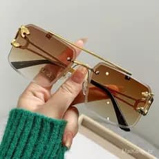 Óculos de Sol Retro Aviator Sem Aro - Armação Tigre em Doze Cores Unissex