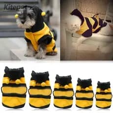 Bee Roupas De Pelagem De Cachorro De Estimação Velo Gato Capuz De Fantasia De Halloween Cosplay Capuzes