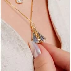 colar corrente nossa senhora aparecida folheado ao ouro 18k e prata 925