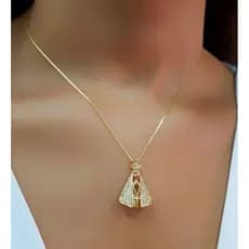 Colar feminino Nossa Senhora Aparecida Corrente Folheados ao Ouro 18K e prata