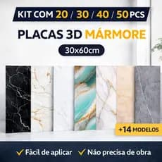 Kit 20/30/40/50 Placas de Parede Adesivas Mármore 3D Decoração 30 x 60cm Lavável