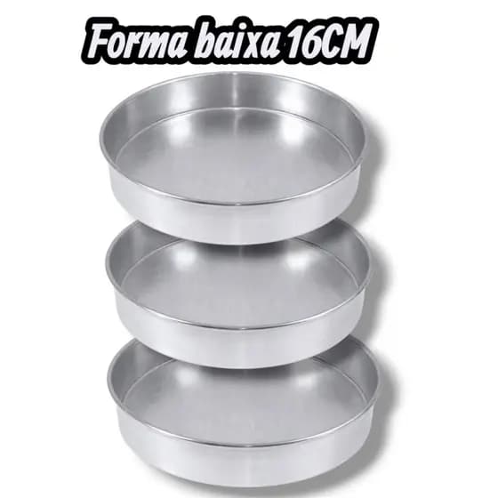 Formas 16CM Assadeira Redonda Baixa  16x5 Reta em Alumínio Resistente e Durável