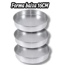 Formas 16CM Assadeira Redonda Baixa  16x5 Reta em Alumínio Resistente e Durável