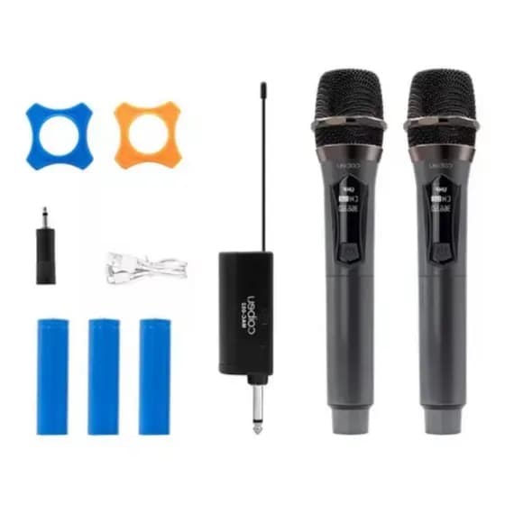 Microfones Dinâmico Sem Fio Duplo Profissional Recarregável Uhf Conjunto de microfone de um a dois - 3XZ OFFICIAL STORE