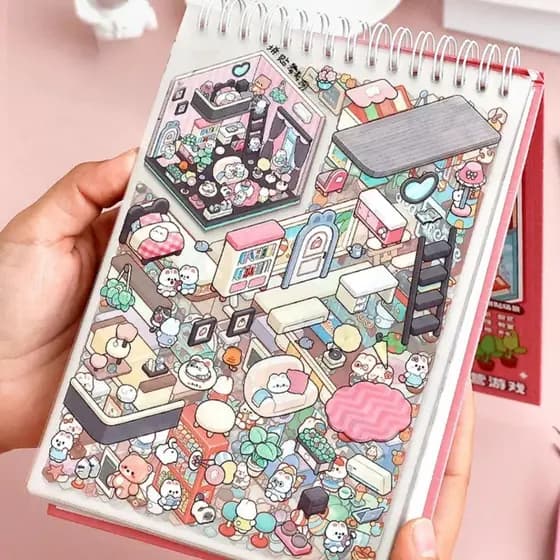 Caderno Adesivos 3d com 20 Cenários para Montar e Decorar.