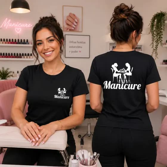 Camiseta Manicure Uniforme Profissional Blusa Camisa
