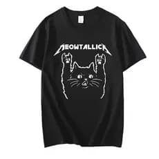 Camiseta Básica Meowtallica Cat Gato Funny