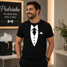 Camiseta Terno Smoking Camisa Gravata Padrinho Casamento