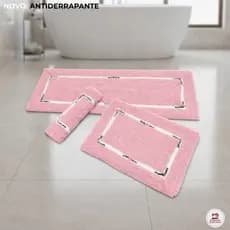 Jogo de Tapete Cozinha Fru Fru [ANTIDERRAPANTE] - Passadeira 1,40m + 2 Tapetes - Kit 3 Peças