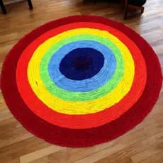 Tapete Antiderrapante Grande Redondo [Arco-Íris] Para Sala e Quarto