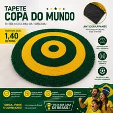 Tapete Frufru Brasil Copa do Mundo Verde e Amarelo Antiderrapante Emborrachado (Redondo 140cm ou 70x50cm)