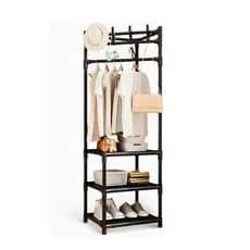 Cabideiro Arara de Canto Vertical Roupas e Sapatos 3 Prateleiras TM3-303