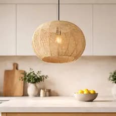 Pendente Luminária Teto Bola Grande Palhademilho 41x28 + Fio 127/220v Fibra Natural