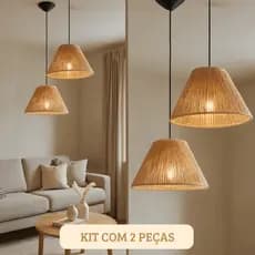 Kit com 2 Pendente Luminária Lustre Cone Grande 35 Diâmetro Com fio de 1 Metro Completo