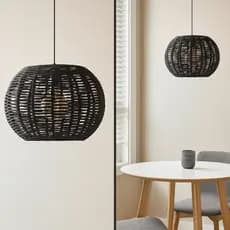 Pendente Luminária Lustre Teto Bola Grande Corda 41x28 Com Fio