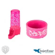 Kit Bebedouro e Comedouro Calopsita  Malha Fina Agaporni  Ring Neck Rosa
