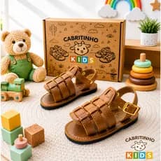 Sandália Bebê Infantil Couro Ecologico Passinho do Sertão Linha Cabritinho Kids