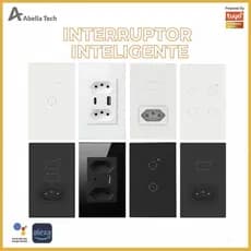 Interruptor Inteligente De Toque Wifi Tuya 1/2/3/4/6 Botões e Tomada Inteligente 10A Sem Fio Via App Alexa e Google Home