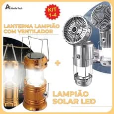 Lanterna Lampião com LED c/ Placa Solar embutida Recarregável usb e tomada Bivolt 2 Modelos