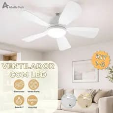 Ventilador de Teto LED 60W 80W 100W Lâmpada E27 Controle Remoto Bivolt Luminária ECO Bivolt