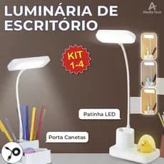 Luminária de Mesa Abajur Led Escritório Patinho Led Porta Canetas Recarregável USB Bivolt