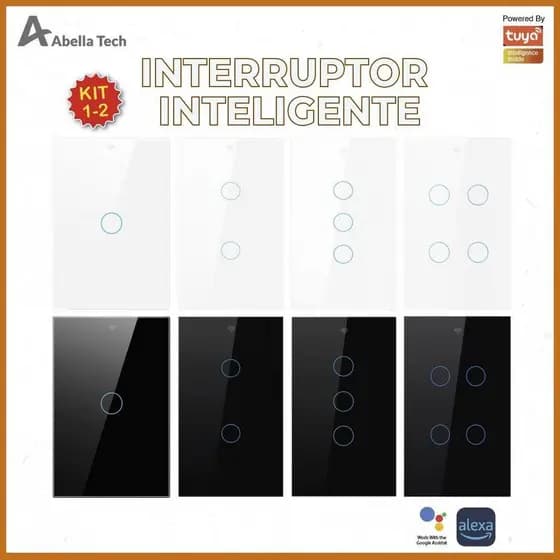 Interruptor Inteligente Toque Wifi 1 2 3 4 Botões Controle Aplicativo Alexa Tuya e Google