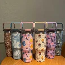 Garrafa Copo Térmica Estampado 600ml/900ml Decorada Com Alça e Canudo L61
