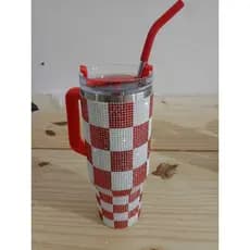 Copo Garrafa Térmica Com Canudo De Inox Com Strass 1200ml L-54