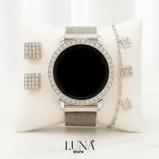 Relógio Digital LED Unissex Alta Nitidez Prata Brinco e Pulseira