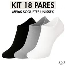 Kit Até 18 Pares de Meias Soquete Unissex Lisa Elástica Adulto