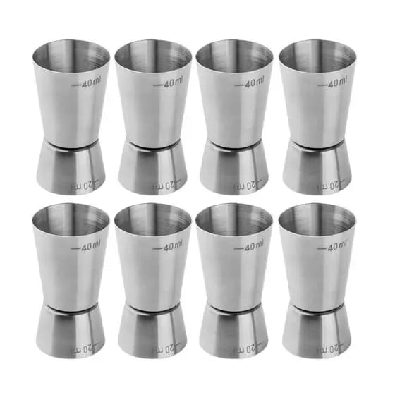 Kit 8 Dosador De Bebidas Medidor Inox Bartender Barmen 40/20ml Bar Restaurante