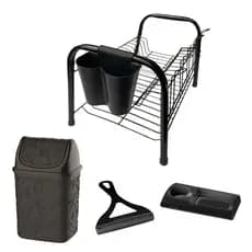 Kit Cozinha C/ Escorredor De Louça + Rodinho + Porta Detergente + Porta Talher + Cesto De Lixo 4,5l