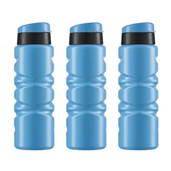 Kit 3 Squeeze Plástico Style Azul Fluorescente 750ml Ergonômico com Tampa
