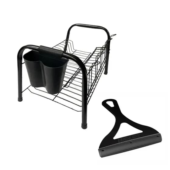 Escorredor De Pratos e Louças Com Porta Talher Encaixável E Rodinho De Pia Kit