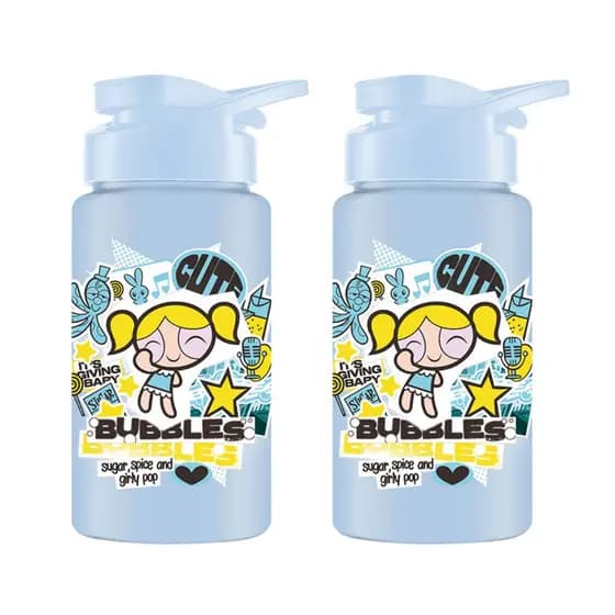 Kit 2 Garrafinha De Água Infantil Squeeze Meninas Super Poderosas 500ml Azul - Lindinha