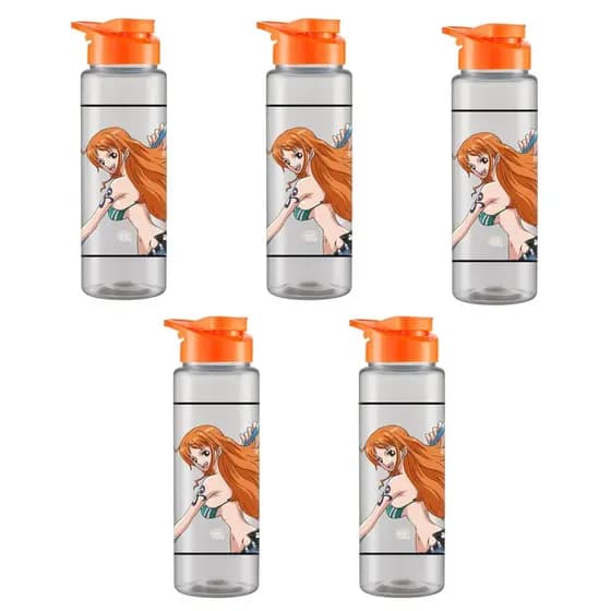 Kit 5 Squeeze Sport One Piece Nami 750ml Transparente Plastica Resistente