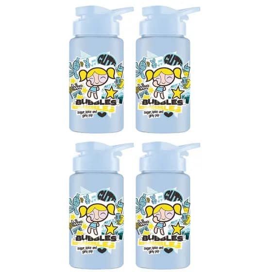Kit 4 Garrafinha De Água Infantil Squeeze Meninas Super Poderosas 500ml Azul - Lindinha
