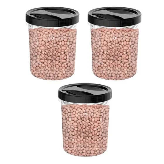 Kit 3 Pote de Plástico com Rosca 3 Litros Tampa Preta